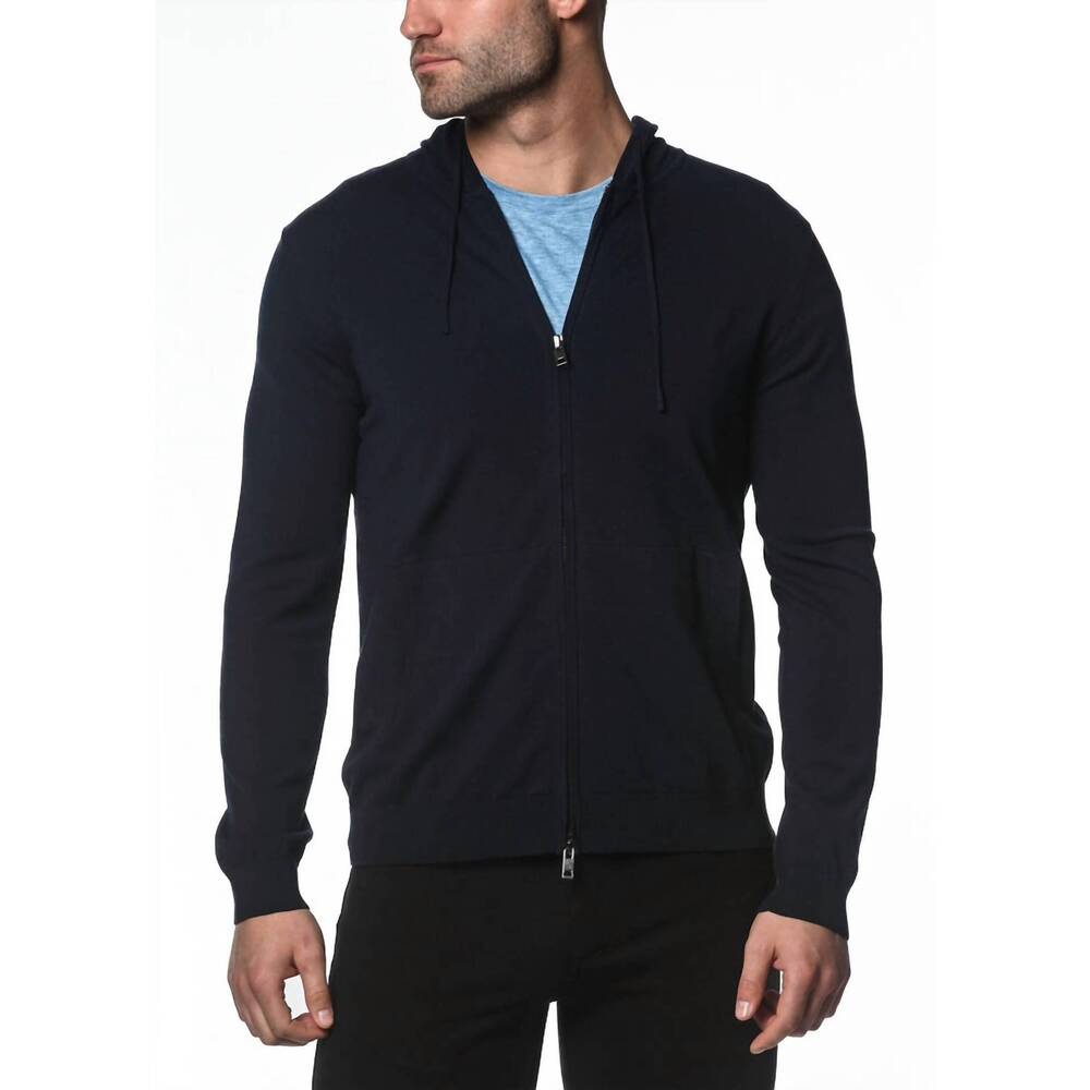 NEW POSTMARC knitted zip hoodie in navy